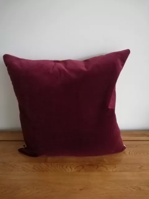 VELVET CUSHION COVER BURGUNDY WINE  heavy weight cotton 18" zipped