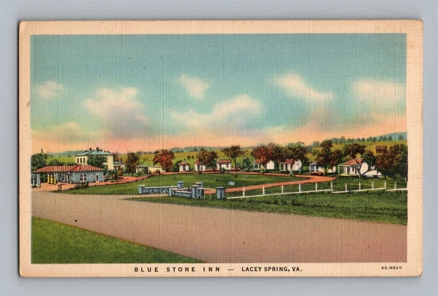 Postcard VA Lacey Spring Virginia Blue Stone Inn Cottages Service Station O28