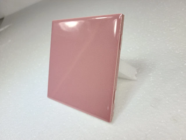 thumbnail image 2 of 1 Piece Daltile Carnation Pink Glossy Ceramic Wall Tile - 4-1/4" Square, Discontinued Color (USA Made) 2 of 14
