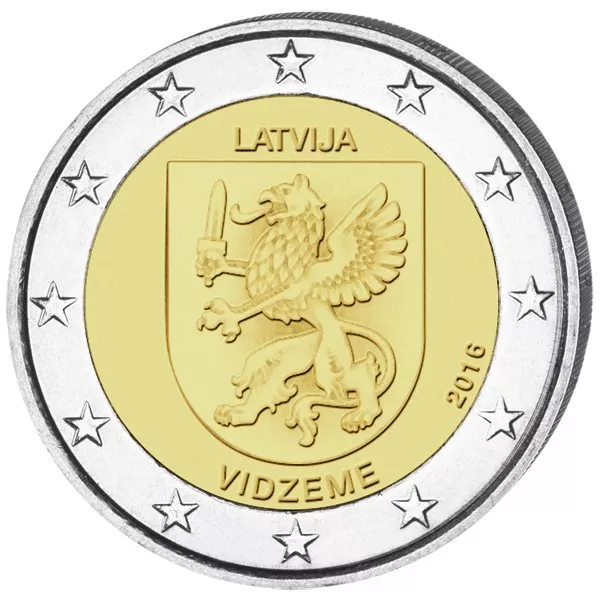 LETTONIE 2 Euro Région Vidzeme 2016 UNC