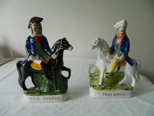 Vintage Dick Turpin and Tom King Staffordshire pottery flatback figurines