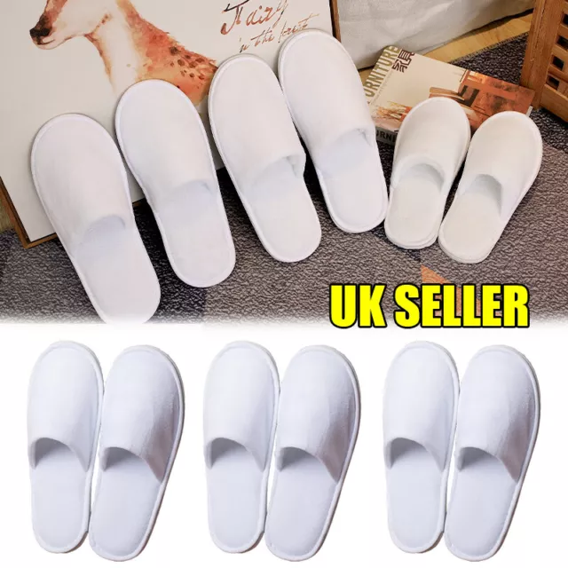 10/20/30Pairs White Warm Spa Slippers Closed Toe Hotel Wedding Dance Guest Party