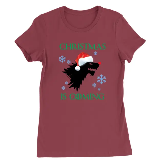 T-shirt da donna Christmas Is Coming divertente parodia Game of Thrones regalo invernale