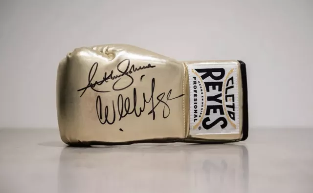 Anthony Joshua & Wladimir Klitschko Signed Boxing Glove Proof AFTAL COA (D)