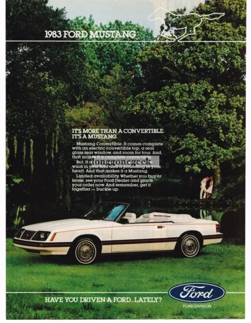 1983 Ford Mustang White Convertible VINTAGE Print Ad