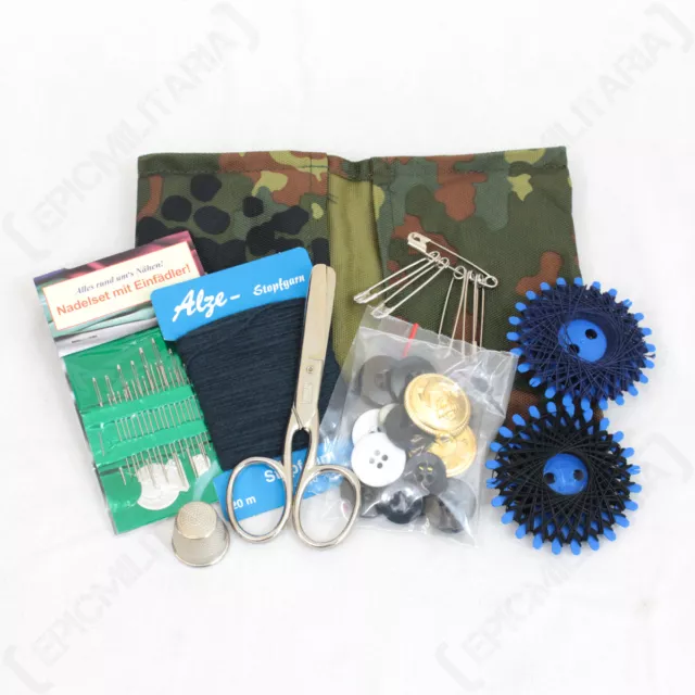 German Navy Sewing Kit with Flecktarn Camo Case - Set Sailor Cadets Case Sea New