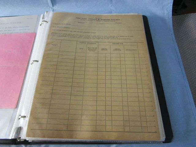 New York Ontario Western Railway Empty Ledger Chart  Train  Ephemera 1900S