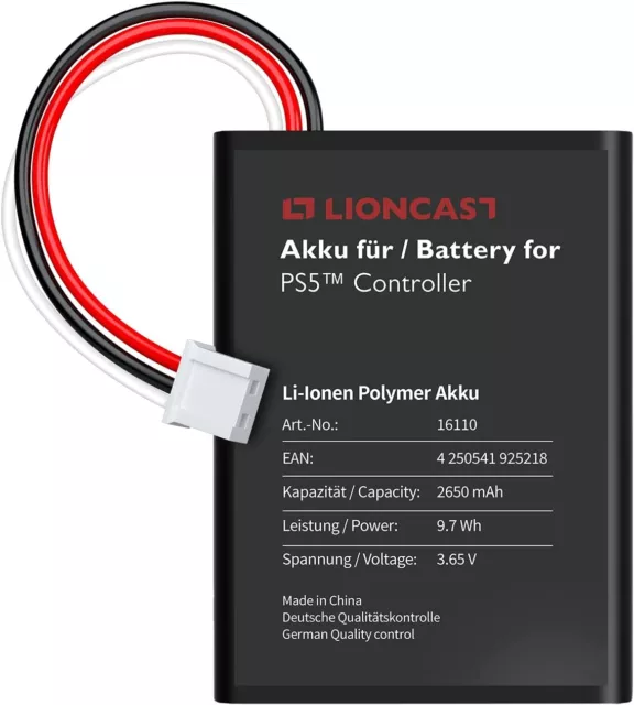 Lioncast Playstation 5 Li-Ionen Akku 2650mAh für PS5 DualSense Controller