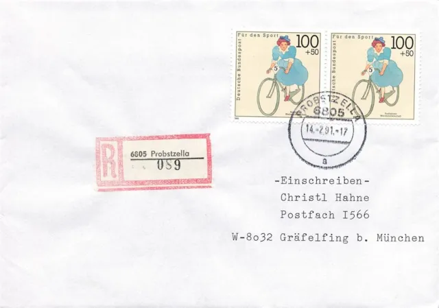 101888) Bund MeF Nr. 1500 (Radfahren) auf Einschreiben aus Probstzella, FDC