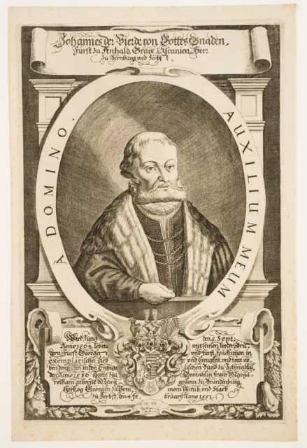 G. WALCH (), Johann IV. von Anhalt-Zerbst, Kupferstich Barock Porträt 1700-1749