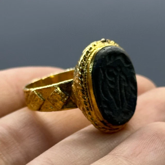 Bague Ancienne En Or Rose 9K (375/1000) - Taille 56 - Pierre Rouge Imitation Rubis - Années 1920/30