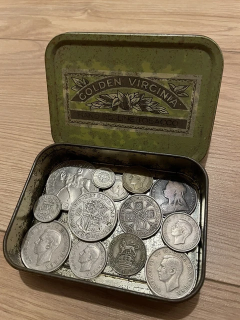 Tin Of Old British Coins Job Lot  Rare Some Silver Collectable Collection