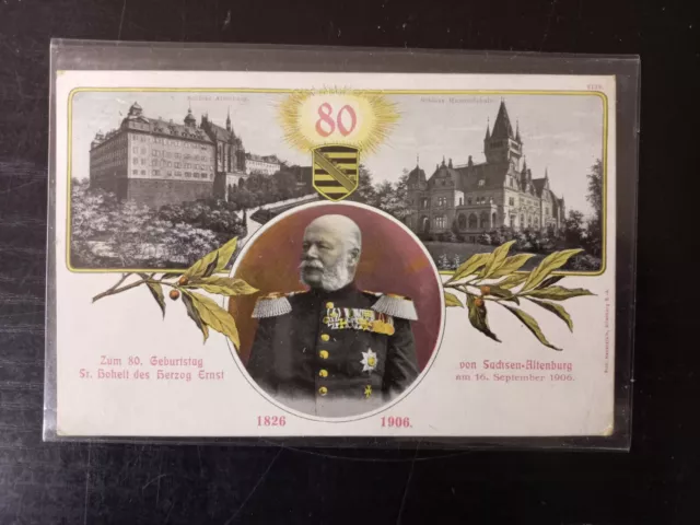 Ak Herzog Ernst von Sachsen-Altenburg 80. Geburtstag Adel Wappen