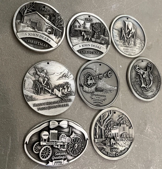 JOHN DEERE 8 Piece Vintage. /Pewter Christmas Ornament Lot- Limited One Is First