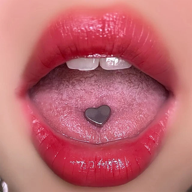 1Pcs Titanium Steel Heart Tongue Nails Piercing Body Studs Piercing Body Jewe-SA