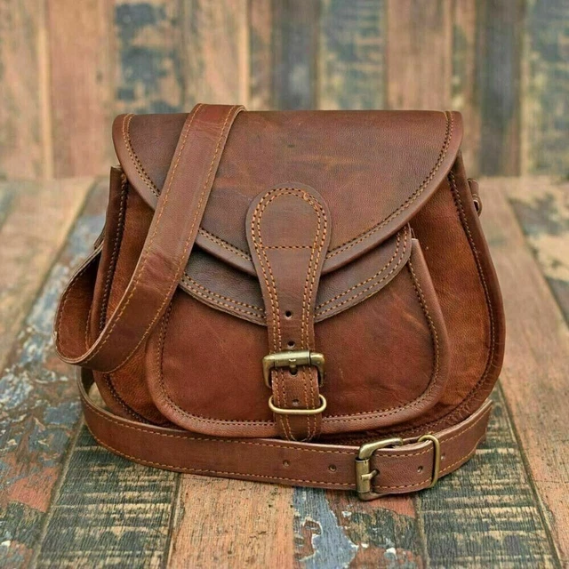 Grand Deux Sac 13 " Femmes Véritable Cuir Vintage 2 Bandoulière Sacoche Sacs