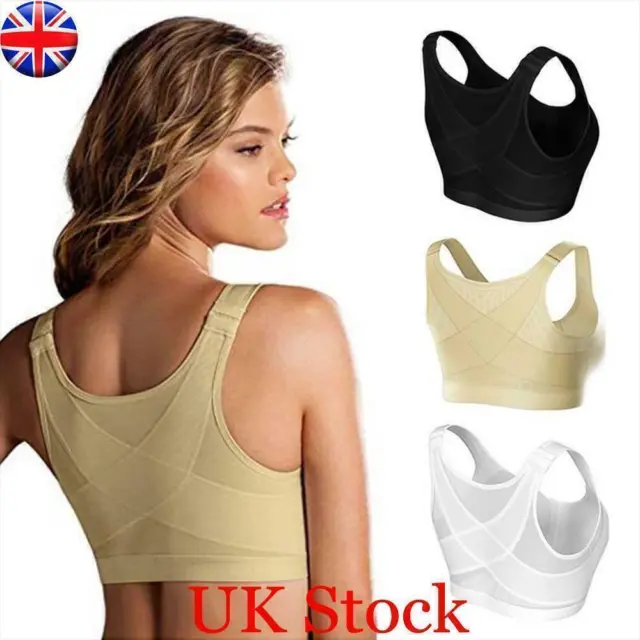 Women's Front Fastening Bras Full Cup Non Wired Back Support Posture Bra  32-50