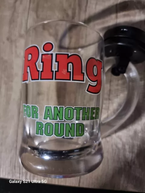 Ring For Another Round Refill Vintage Bell Beer Mug Men's Pint Jug Glass Display
