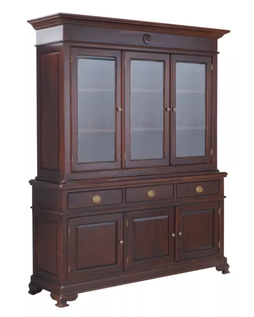 Solid Mahogany Large 3 Door Display Cabinet Bookcase Antique Reproduction Design