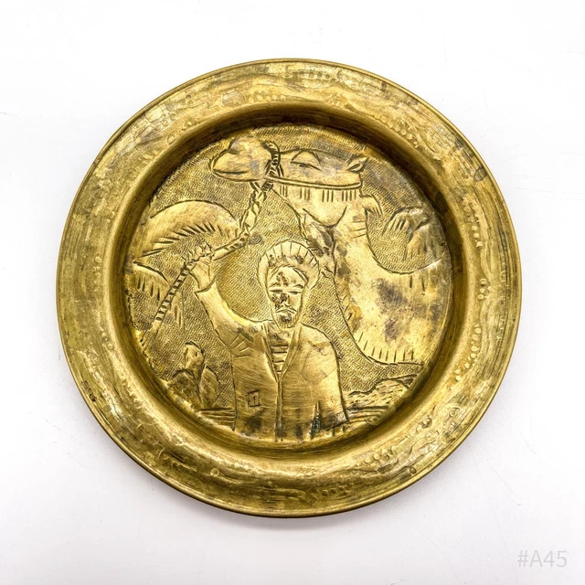 Antiguo Plato de Latón Con Prägedekor Marrokanisch - 9cm Diámetro