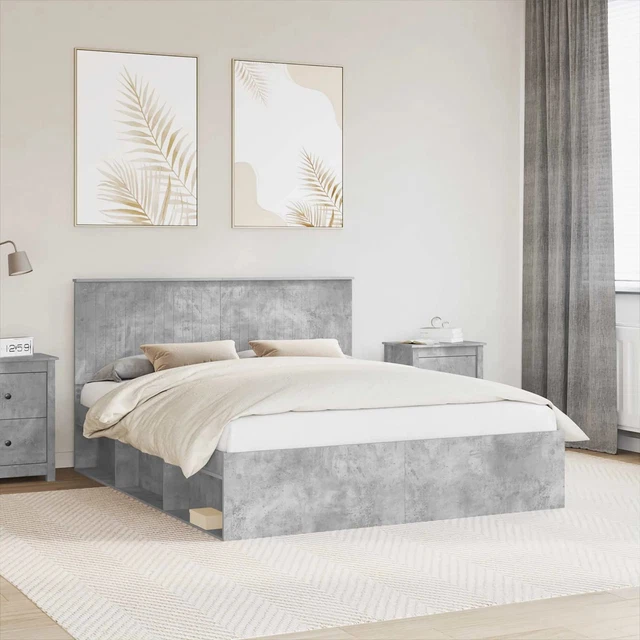 BED FRAME WITH Headboard Concerte 160 x 200 cm Solid Pine Wood vidaXL £ ...