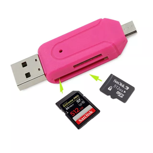 P87 2in1 OTG USB Lecteur D Ecarte de Tf SD Double Adaptateur Slot Rose Vif