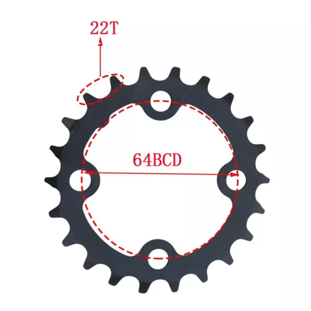 Bague de chaîne de VTT de vélo étroite large 22T noire adaptée au motif de b