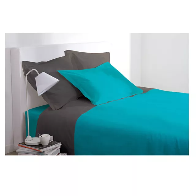 Housse de couette 2 personnes 240x260 cm 100% Coton - Turquoise