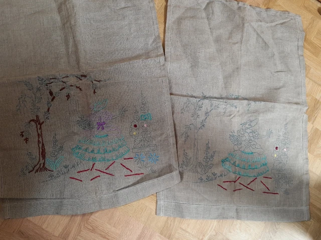 Crinoline Damen Stickstuhl Rücken Natur Leinen unvollendet Projekt x 2