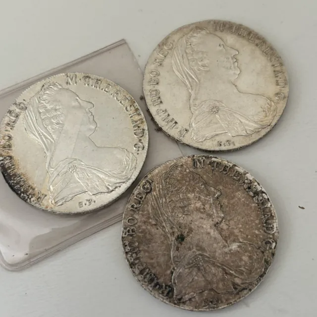 3 Vintage 1780 M THERESIA D G BURG CO TYR X ARCHID AVST DUX Silver Coin S.R.