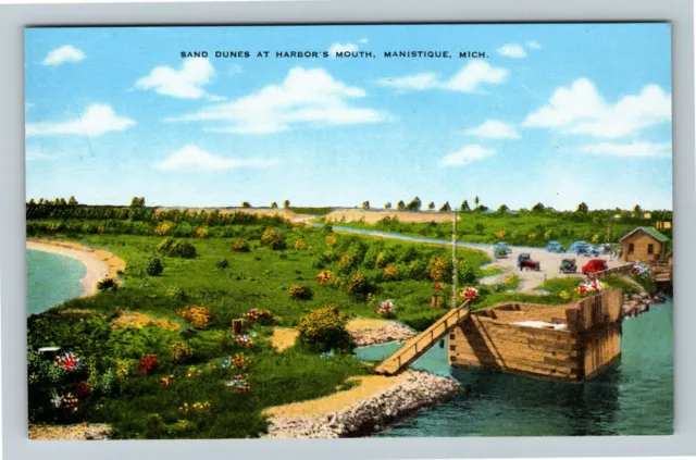 Manistique, MI-Michigan, Sand Dunes At Harbor's Mouth, Vintage Postcard