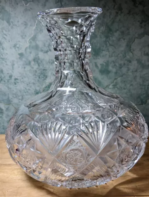 Large 7" Decanter Signed Hawkes- No Rim Dings-  American Brilliant Cut Glass ABP