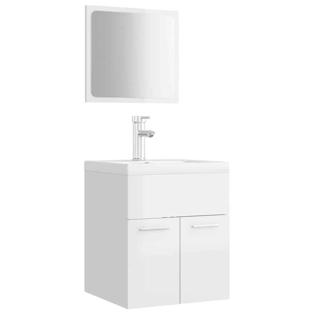 BATHROOM FURNITURE SET High Gloss White Engineered Wood £335.40