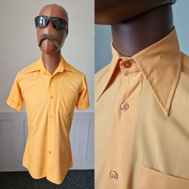 Camicia Vintage anni '70 Collare Pugnale | Small | Arancione Mod Scamosciato ZE50