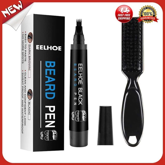 Pluma para colorear con bigote impermeable lápiz relleno para barba de cuatro clavijas del Reino Unido (negro)