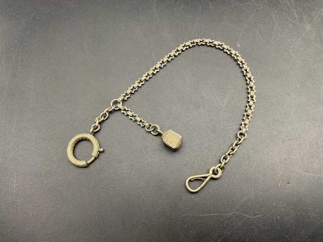 ancienne chaine montre gousset en métal argentée