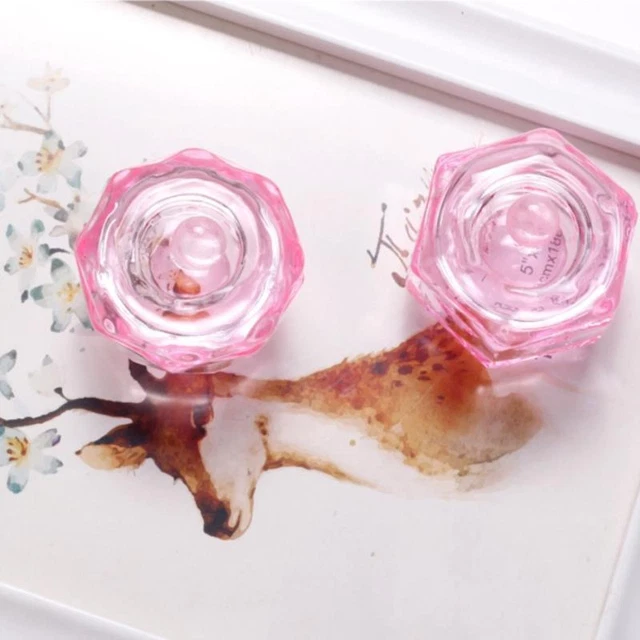 Pink Crystal Clear Acrylic Liquid Dish Dappen Dish Glass Cup Nail Art Tool ql