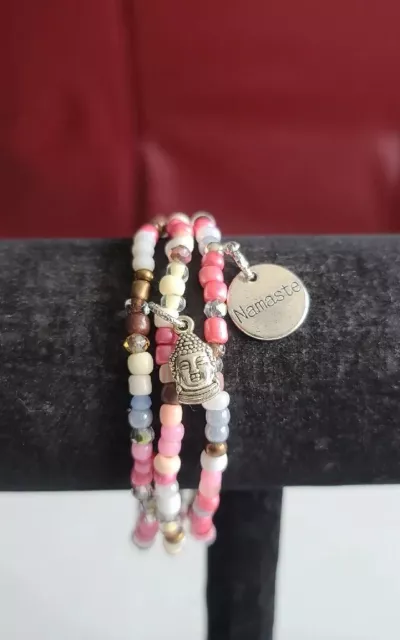 Michele's Attic Boutique Seed Bead & Charm Bracelets (3PC) - Namaste Buddha 5125