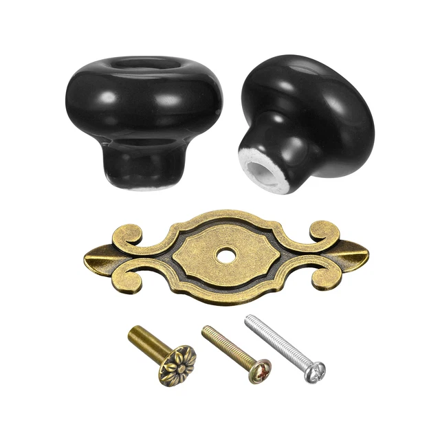32x26mm Vintage Ceramic Drawer Knobs Pulls for Dresser Bronze/Black 4Pcs