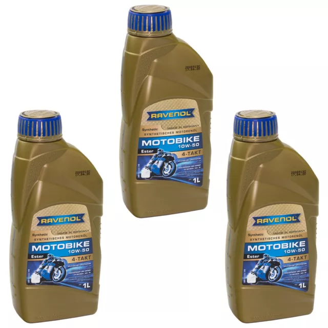 3 Liter Motoröl RAVENOL 4T SAE 10W-50 für Aprilia Honda KTM Yamaha Triumph Beta