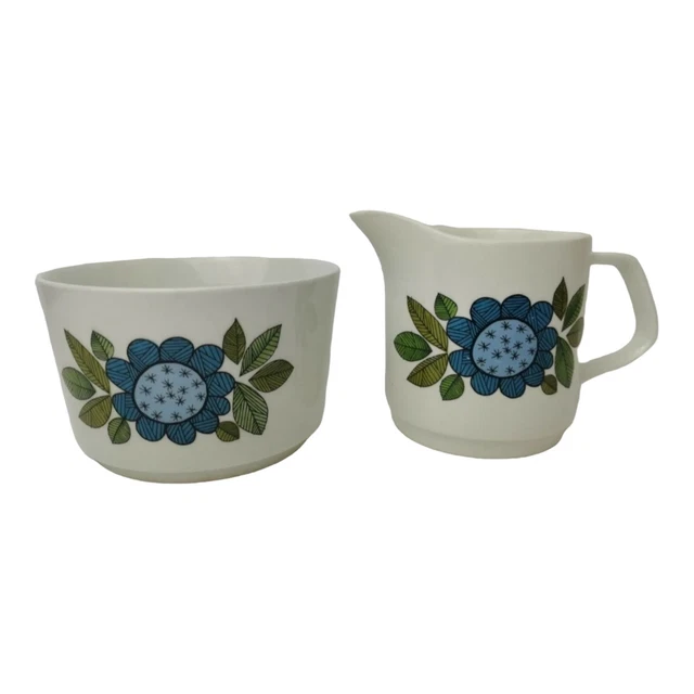 J & G Meakin brocca latte e ciotola di zucchero argomento studio anni '60 crema vintage