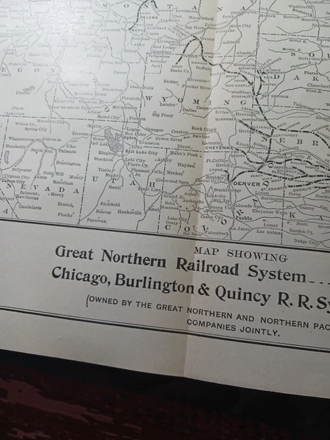 1906 TRAIN ROUTE Map GREAT NORTHERN RAILROAD SYSTEM all Railroad Lines ...