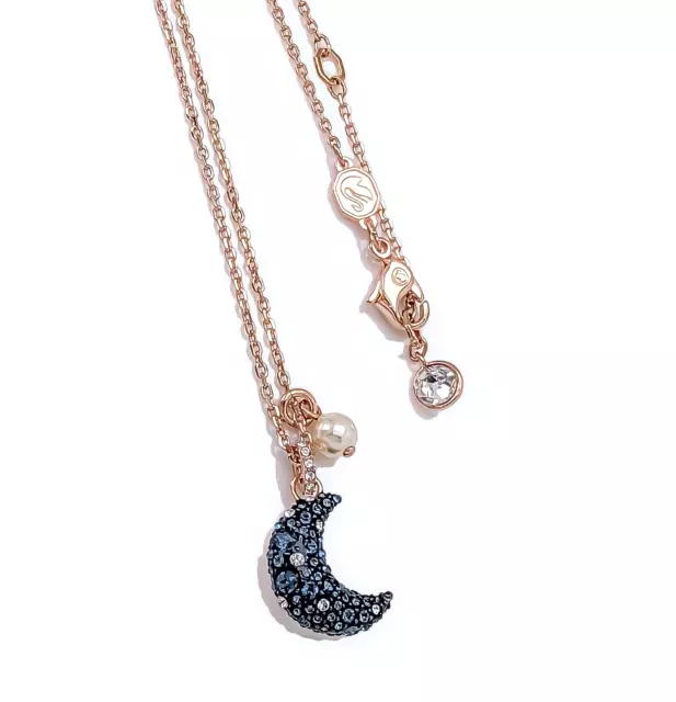 100% Authentic SWAROVSKI Rose Gold Pave Moon Luna pendant Necklace 5671585