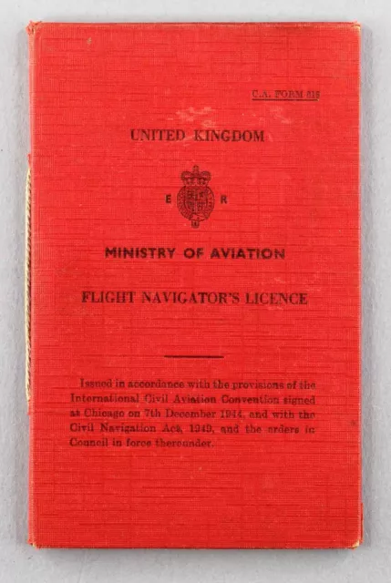 Flight Navigators Ministry Of Aviation Licence 1973 Airline Pilot Boac