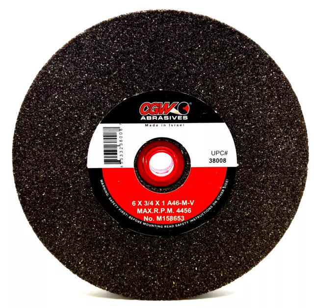 6" x 3/4" x 1" 46M SILICON CARBIDE BENCH GRINDING WHEEL- CGW #38008 - NEW!