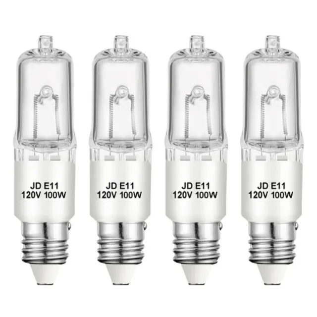 E11 Halogen Bulb JDE11 120V 100W 2700K Dimmable Halogen Light Bulbs 4Pack T4 E11