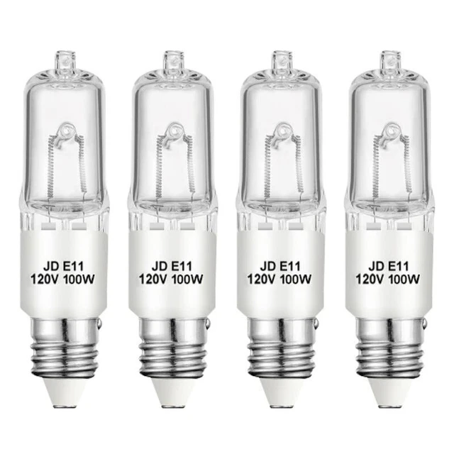E11 Halogen Bulb JDE11 120V 100W 2700K Dimmable Halogen Light Bulbs 4Pack T4 E11