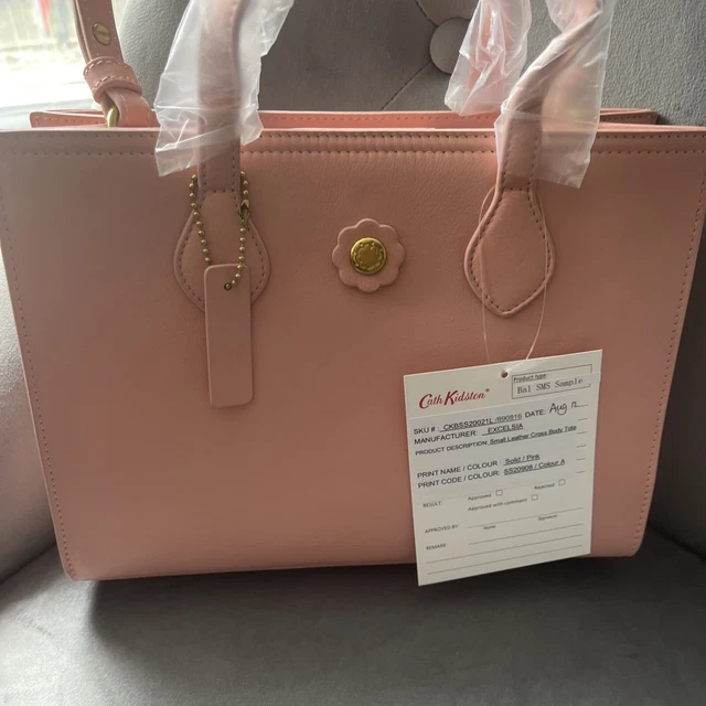 BNWT Cath Kidston Small  Pink Leather Cross Body Tote RRP £175