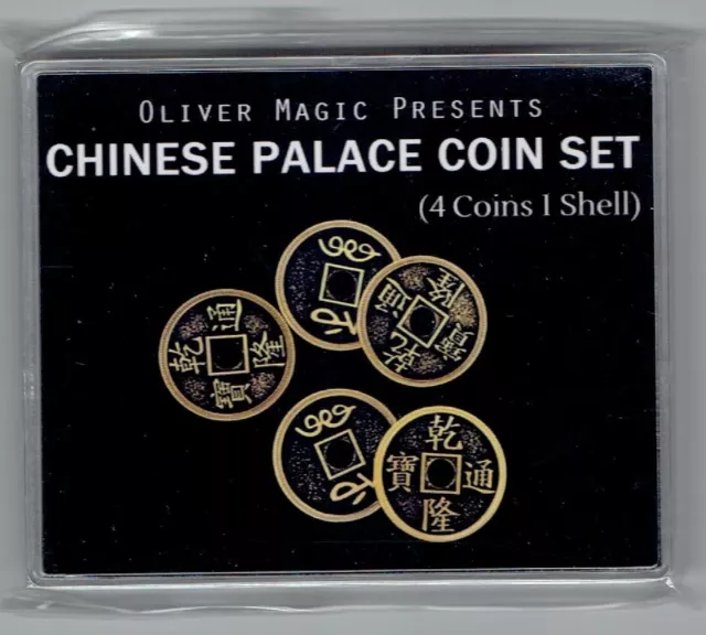 Chinese Palace Coin Set (4 Coins 1 Shell, Morgan Size, Brass) by Oliver Magic