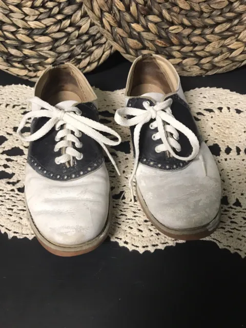 Vintage Spaulding Black/White Saddle Shoes . 7 AA. Lace Up